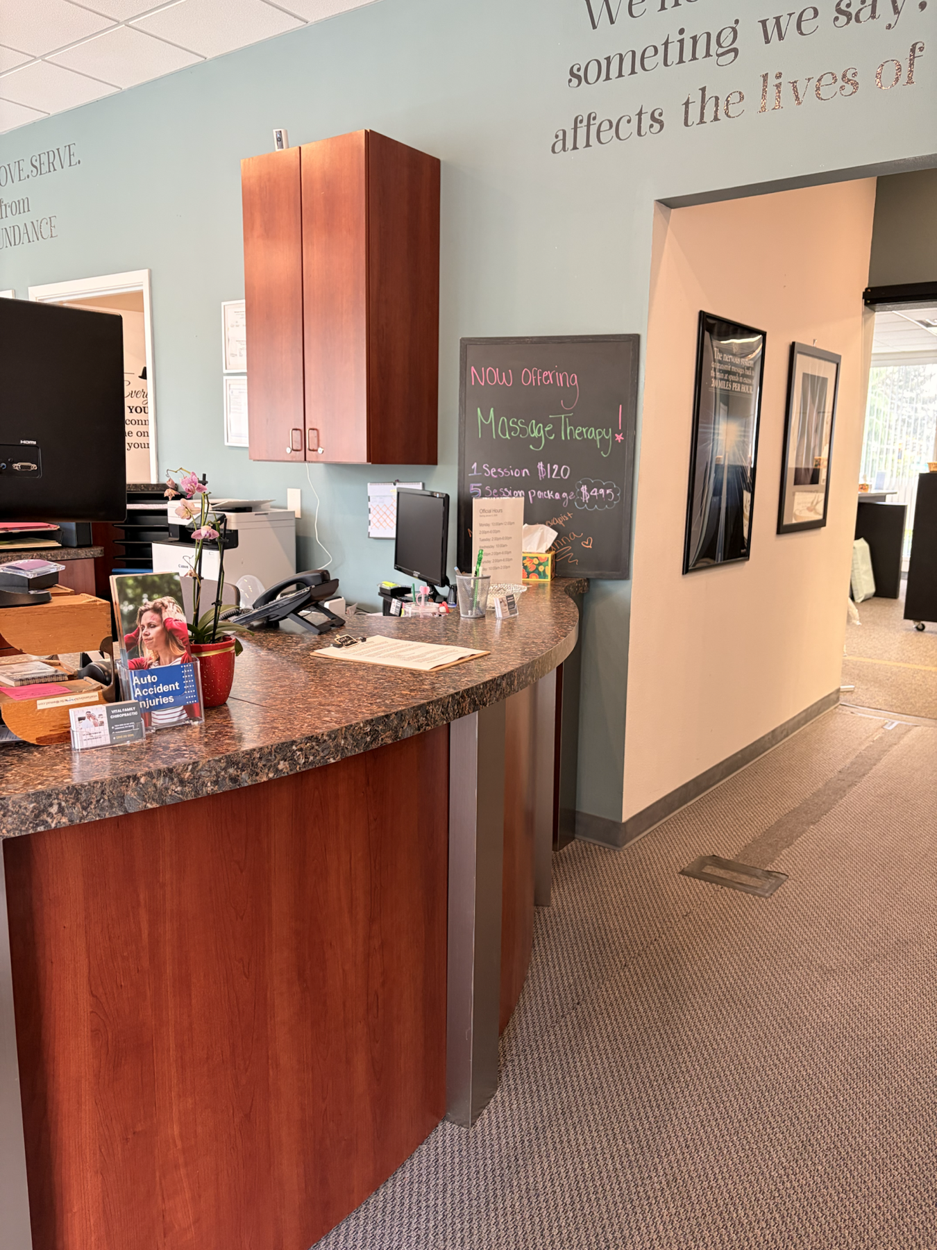 Reception desk at True Health Chiropractic